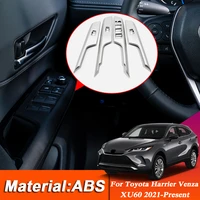 4pcs abs for toyota harrier venza xu80 2021 present car styling interior auto door window lift switch panel covers trim sequins