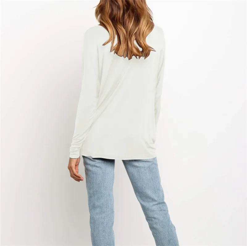 Женская рубашка с длинным рукавом и V-образным вырезом | одежда