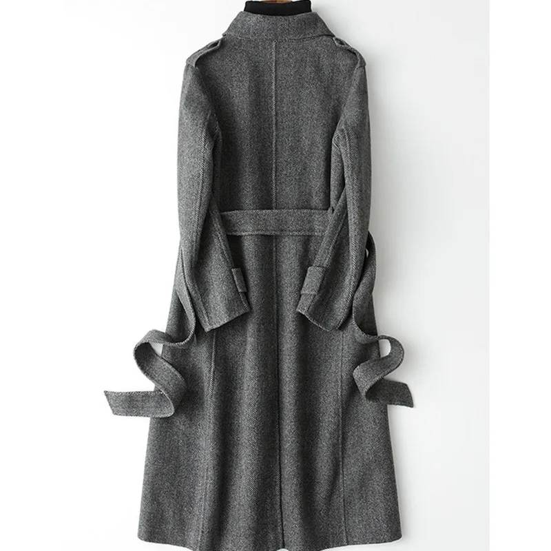 Зимняя женская куртка 100% шерстяное пальто женское осенне-весеннее двубортное