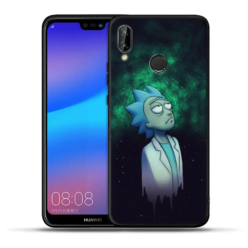 Черный силиконовый мягкий чехол Rick and Morty для huawei mate 20 10 P30 P20 Pro P10 P9 P8 Lite P Smart