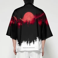 japanese costume print kimono men harajuku women tops japan haori cardigan t shirt yukata coats black forest robe loose jackets