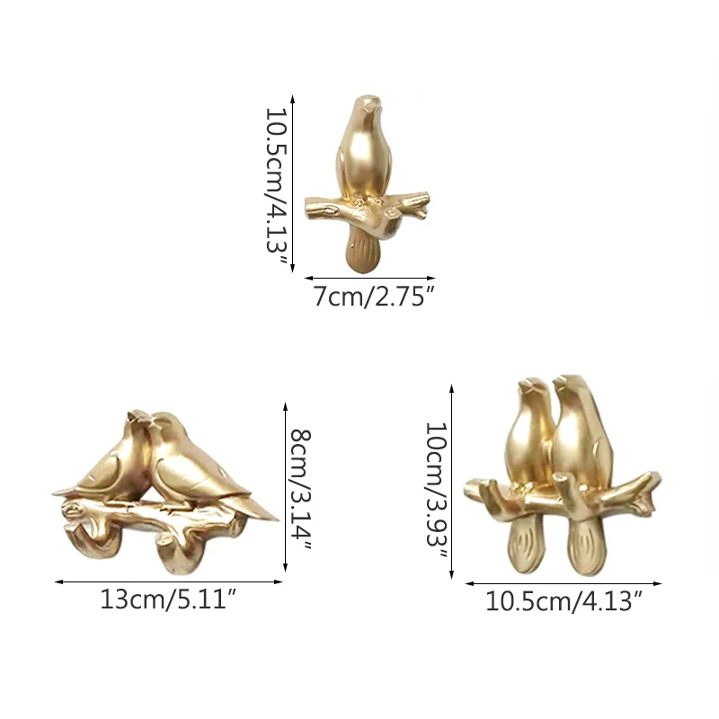 

Creative home wall bird resin hook wall decoration bedroom door rear traceless coat and hat hook key holder stick