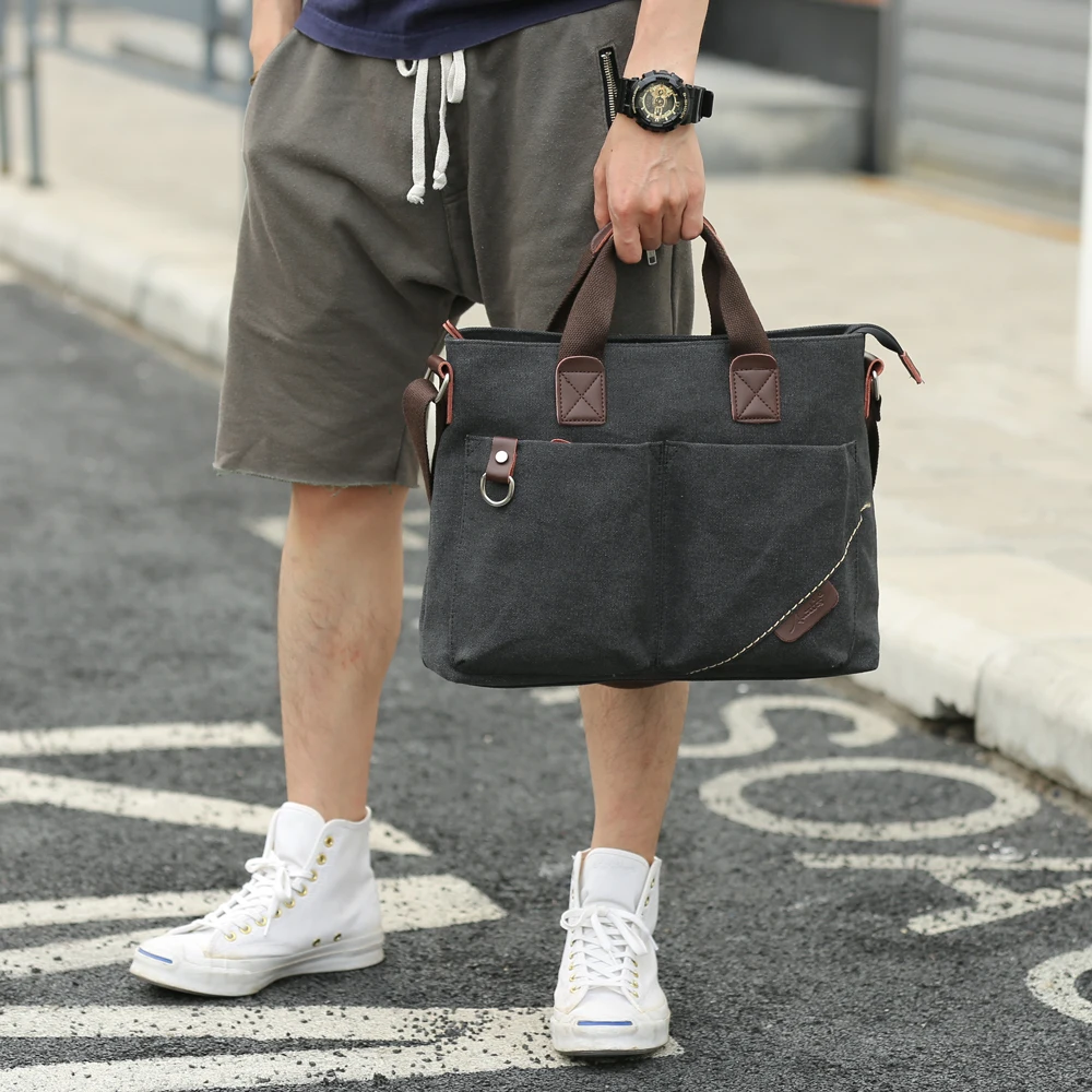 Мужская моющаяся Холщовая Сумка кожаный портфель Дорожный чемодан мессенджер