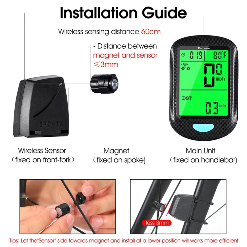 

MTB Bike Computer Multifunctional Speedometer Riding Stopwatch Waterproof