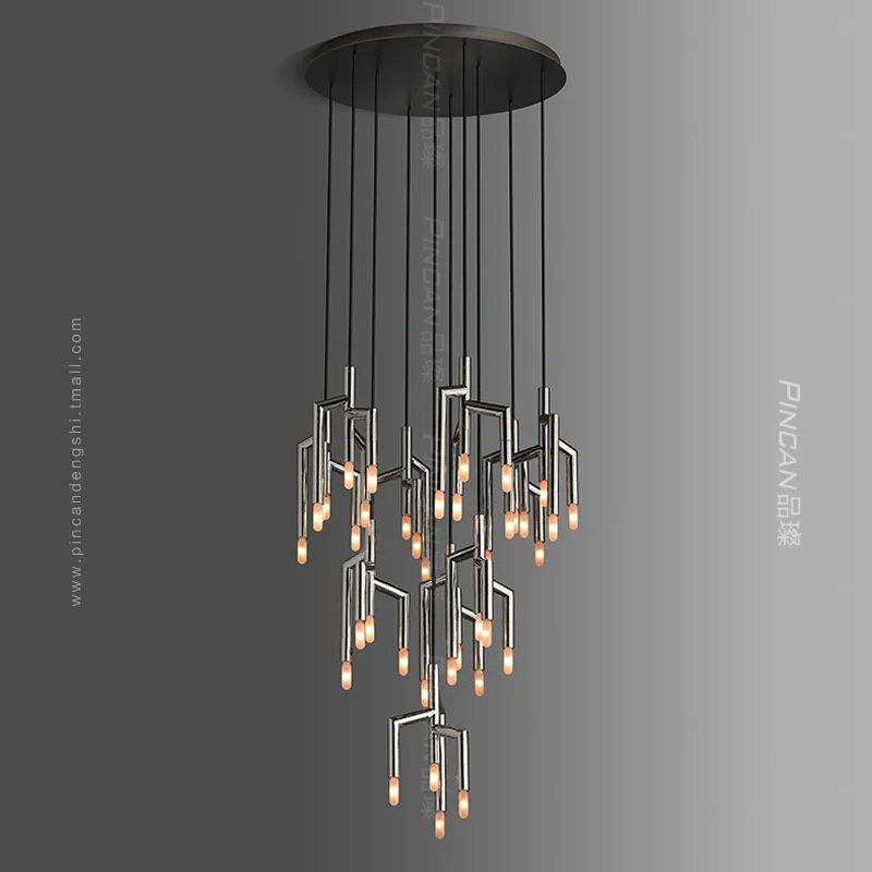 

Люстра в стиле постмодерн, Роскошная лампа для виллы, лестницы, ресторана, бара, украшение для ветки дерева, лампа для гостиной