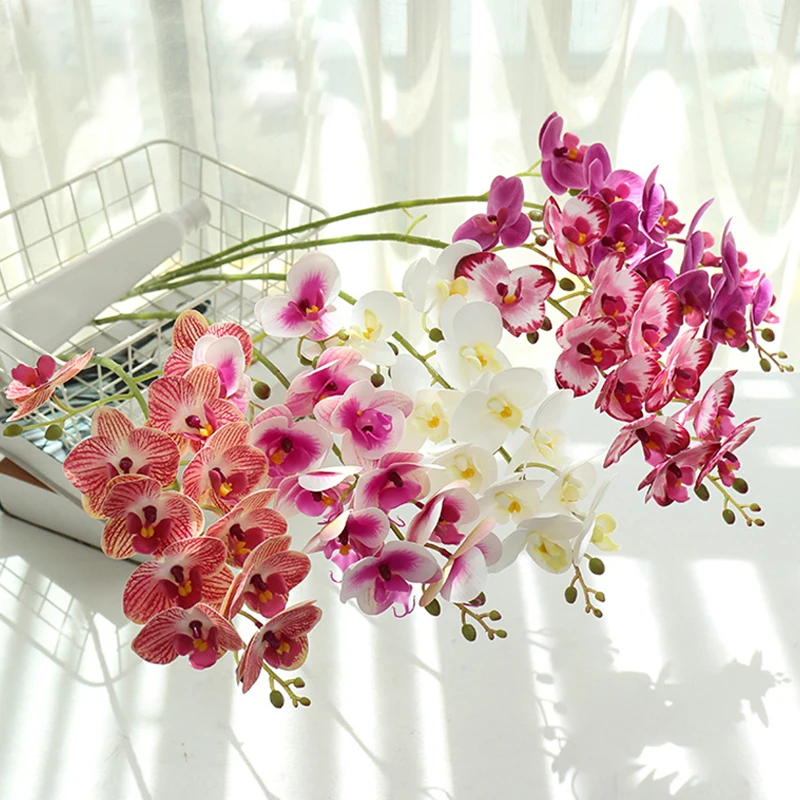 

7/11 Heads Artificial Butterfly Orchid Fake Phalaenopsis Silicon PVC Real Touch Wedding Home Decoration