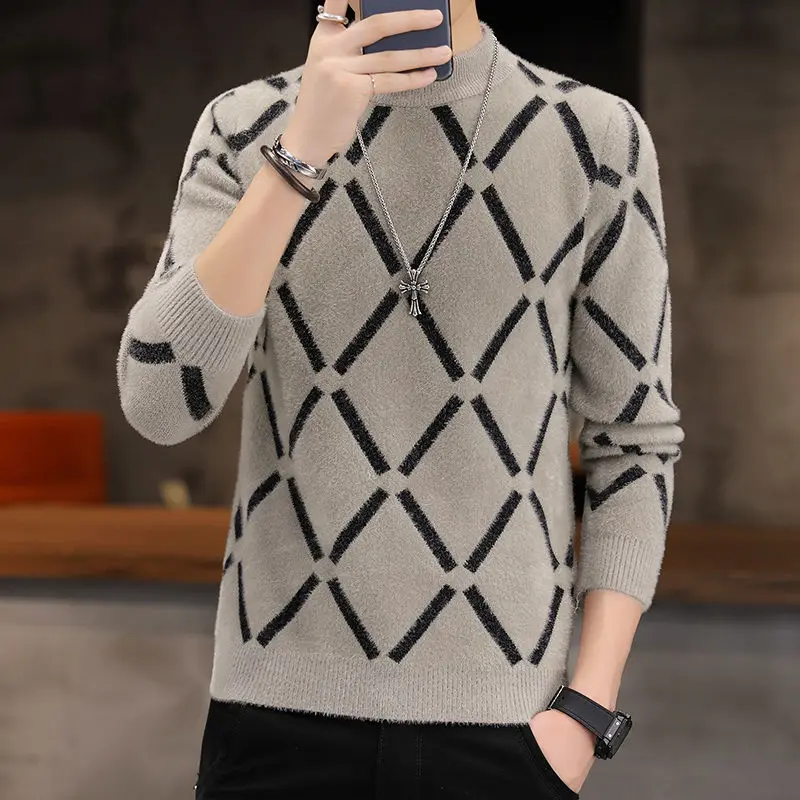 Мужской полувысокий норковый свитер модная красивая рубашка на осень и зиму