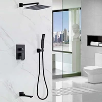luxury bathroom shower mixer set black and gold shower with rainfall shower head
