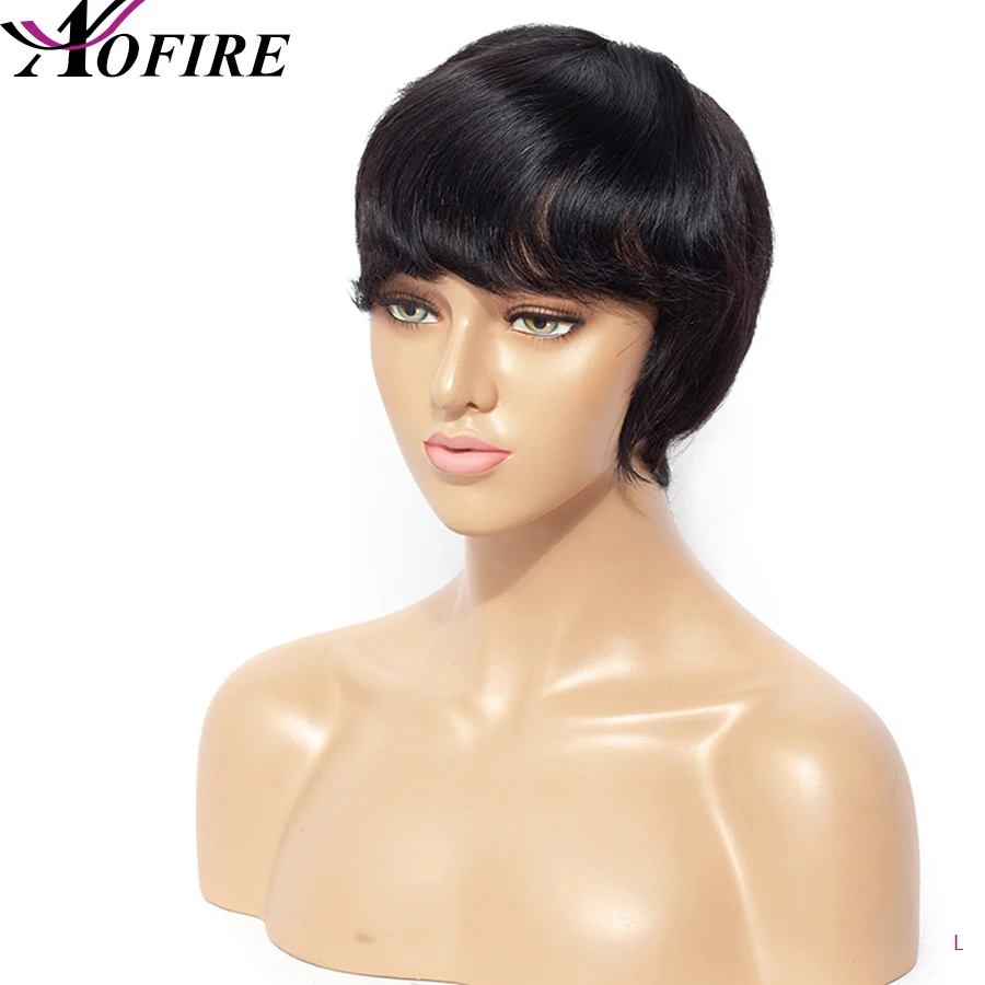 Короткие машинные парики из человеческих волос бразильские волосы remy