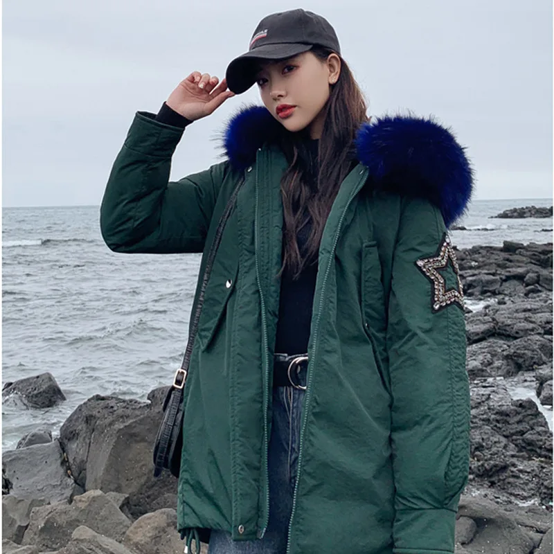 Модная женская зимняя куртка с пентаграммой и эполетом хлопковой подкладкой