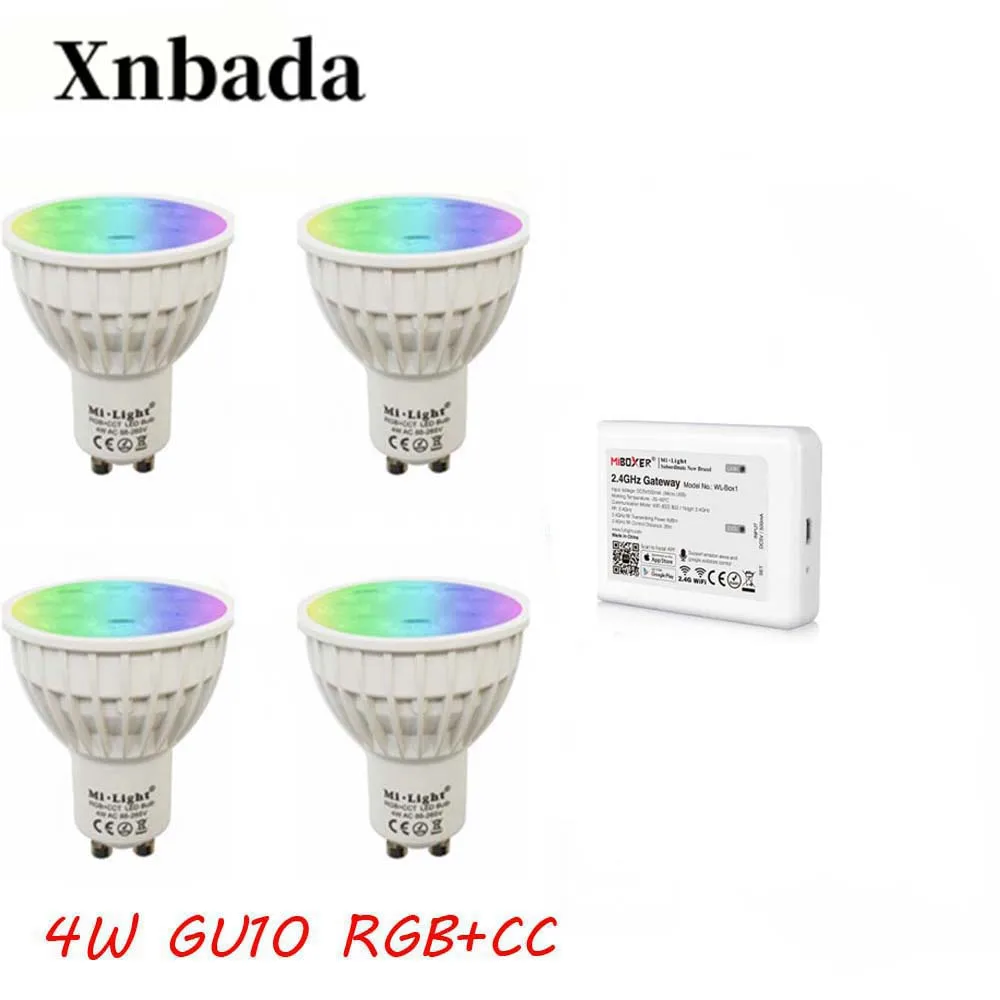 MiLight 4W GU10 Led Lamp RGB+CCT led bulb+IBX2(USB)RF Remote wifi Spotlight Light Dimmable light AC85-265V Free Shipping | Освещение