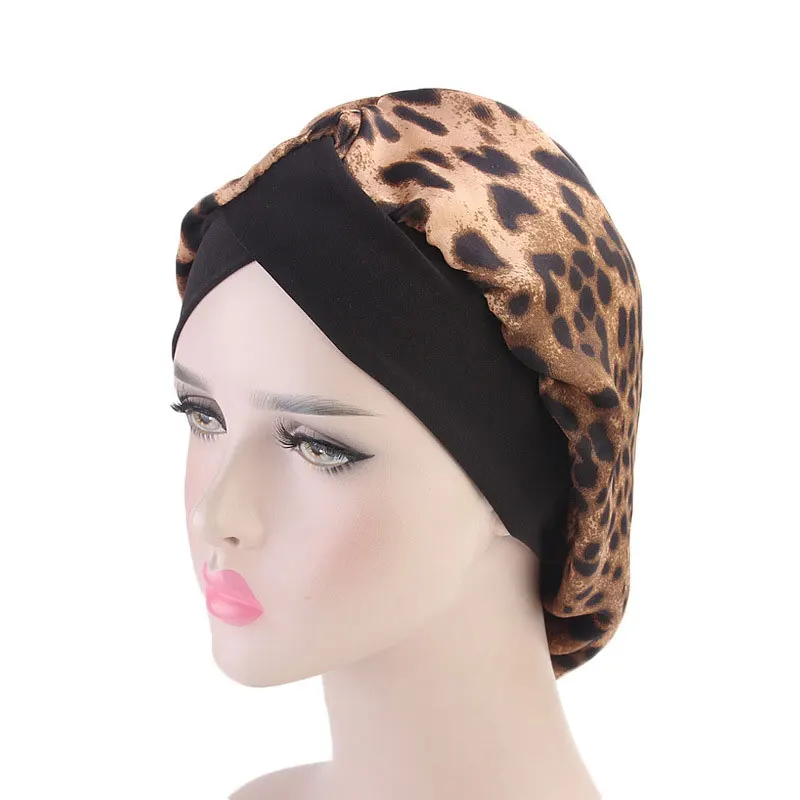 

2020 Leopard Print muslim turban scarf for women islamic inner hijab caps Arab wrap head scarves femme musulman turbante mujer