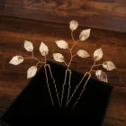 Металлическая заколка для волос сделай сам, U-образная заколка ручной работы с золотым листом, аксессуары для волос невесты, для дизайна свадебной прически