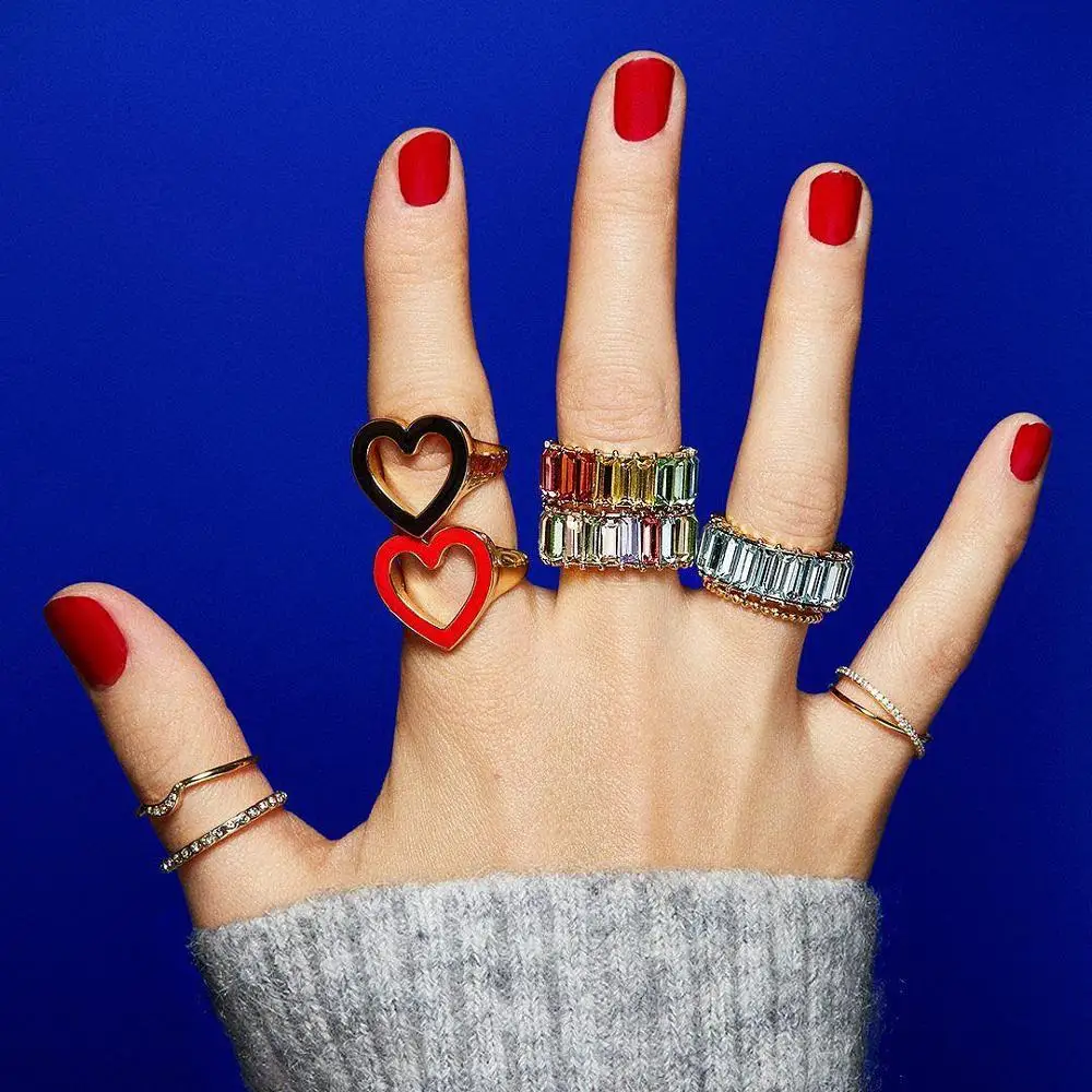 Женские кольца с разноцветными кристаллами BA вечерние стеклянные Колечки бохо