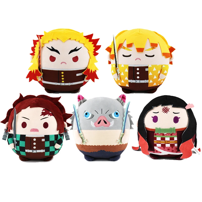 

10cm Demon Slayer Plush Figurine Toys kimetsu no yaiba Tanjirou Zenitsu Inosuke Kyoujurou Cute Fat Type Anime Figure Stuffed Toy