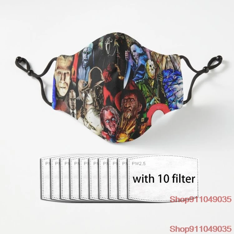 

Collage Of Horror Adult Luxury Reusable Mask Washable Adjustable Cotton Brand Mask Dustproof Cotton Mouth Printed Mask Cloth