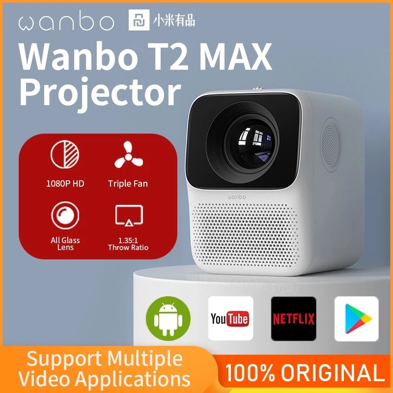 Глобальная версия Wanbo T2 Макс проектор 1080P Мини светодиодный Портативный 1920*1080P