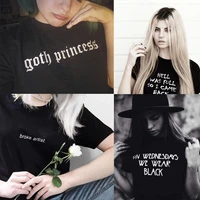 fashion women gothic black t shirt grunge summer graphic tees short sleeve rock harajuku aesthetic 90s tops tumblr t shirts