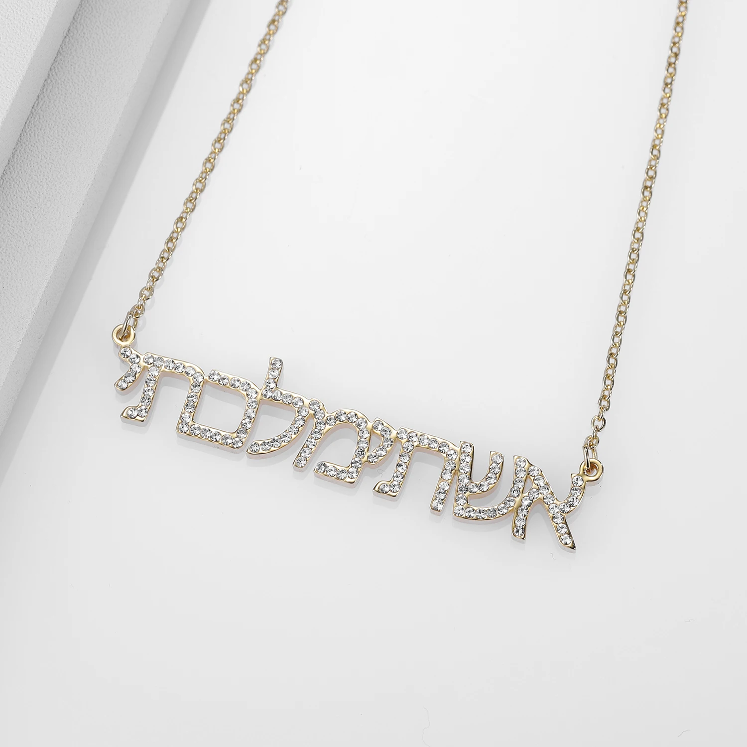 

Custom Hebrew Name Necklace & Pendants,Personalized Gold Chain Women jewelry iced out Initial Choker bling initial necklaces