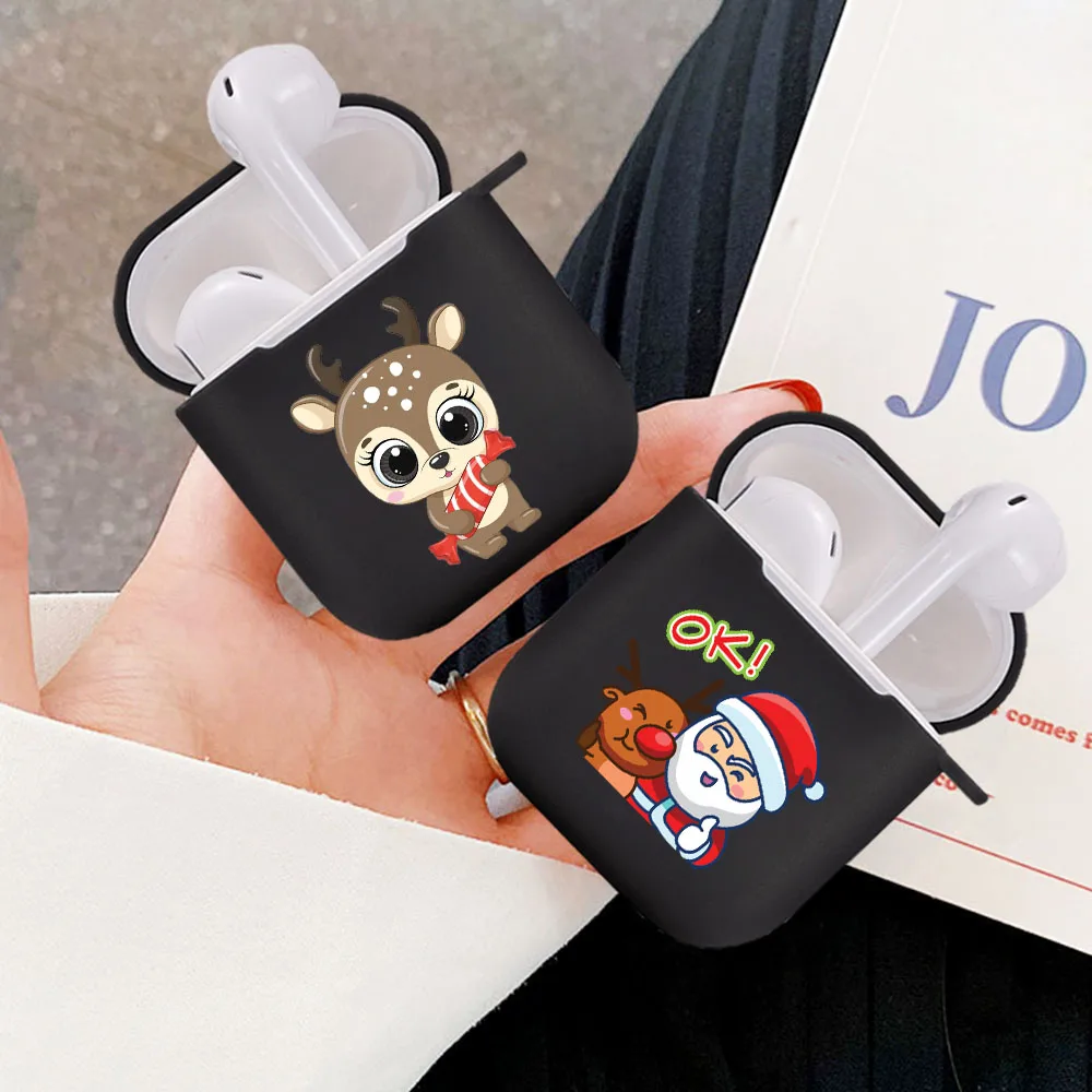 

Silicone cover for Airpods 1/2 Earphone Merry Christmas Santa Claus deer soft Fundas Airpods Case Air Pods Charging Box Bags