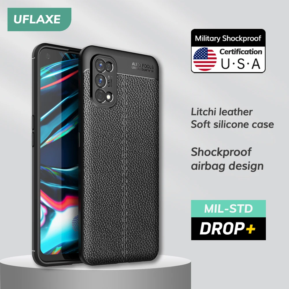 

Мягкий силиконовый ударопрочный чехол для Realme 7 Pro 5G Litchi, кожаный чехол в деловом стиле