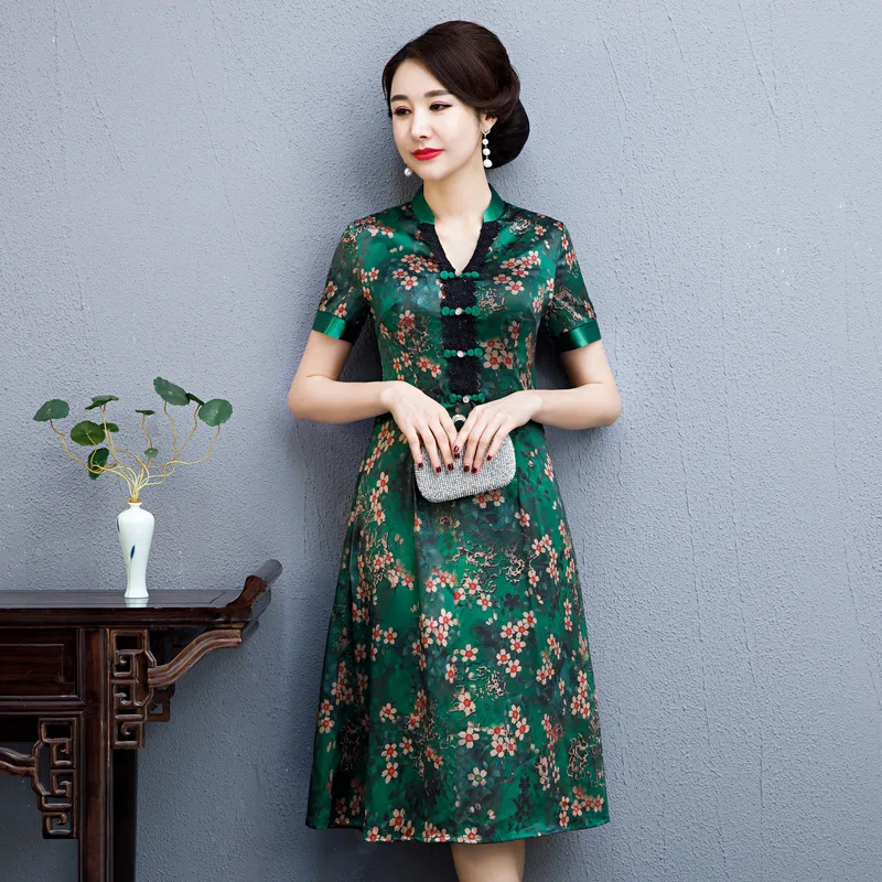 3 вида цветов новое китайское традиционное платье женское Ципао с коротким