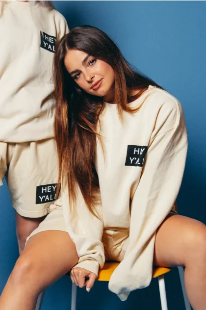 Женская повседневная одежда с принтом Addison Rae Hey you Cream Лидер продаж 2020 Модные