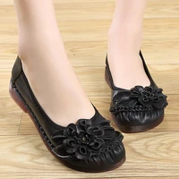 hand made ladies ballerina leather shoes for women casual black loafers moccasins summer slides flats female comfort oxford shoe