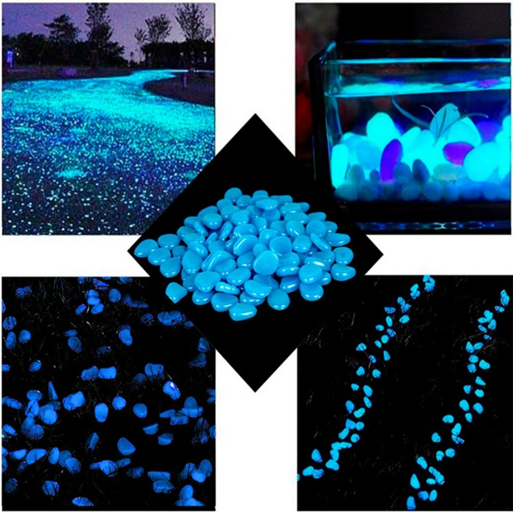 

100pcs Luminous Cobblestone Stone Mix Color Glow Pebbles Rocks Outdoor Walkways Gardening Aquarium Fish Tank Landscaping Decor
