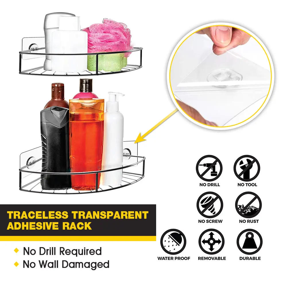 Bathroom Corner Shelf Stainless Steel Shower Shampoo Soap Cosmetic Shelves Kitchen Accessories Storage Organizer Rack Holder 2pc