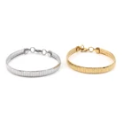 304 нержавеющая сталь браслеты серебряного цвета золотого цвета прямоугольник резной узор для женщин мужчин ювелирные изделия 20,5 см длиной, 1 шт