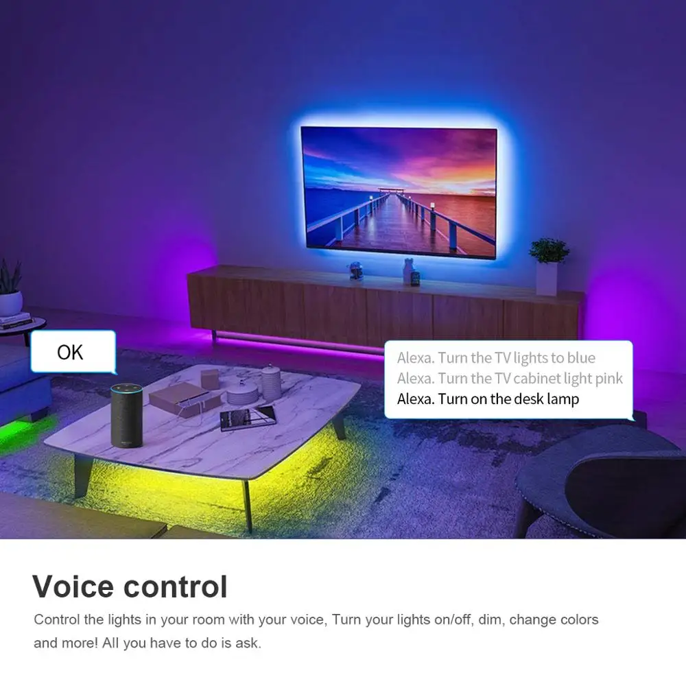 Светодиодная лента Alexa RGB с Wi Fi и регулировкой яркости умный светильник для