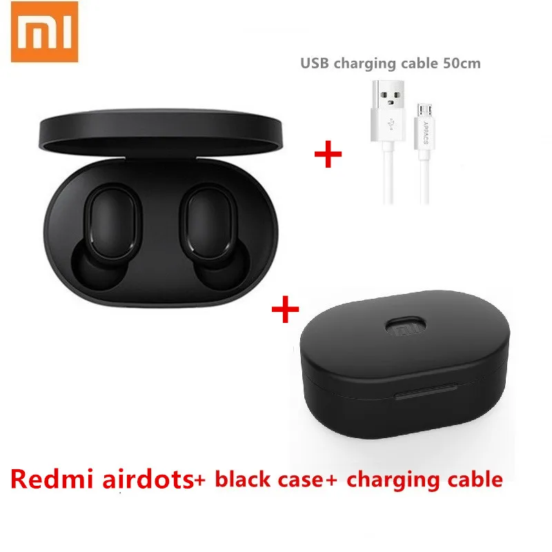 Новейший Xiaomi Redmi Airdots TWS стерео Bluetooth 5,0 наушники-вкладыши ANC и микрофон hands-free наушники AI управление - Цвет: n black case n cable