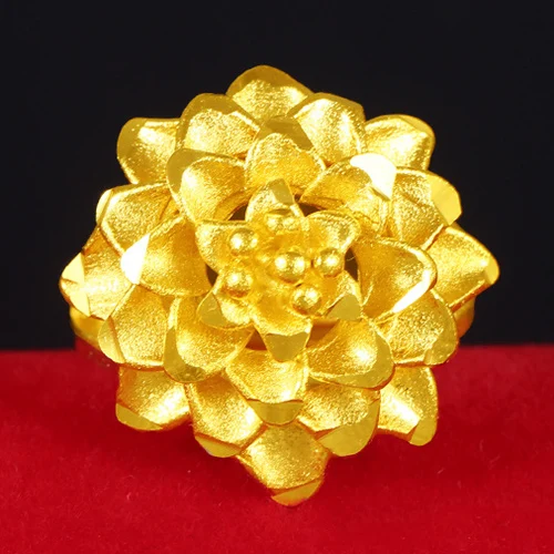 Product 2 Popular Vietnam Sand Gold Open Women's Ring Delicate 3D Flower No Fade Plated Fist Knuckles Rings for Women unusual goods - Цвет основного камня: Product 2