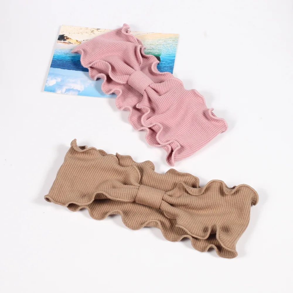 Обручи для волос с волнистыми краями и бантом винтажные женские вязаные обручи