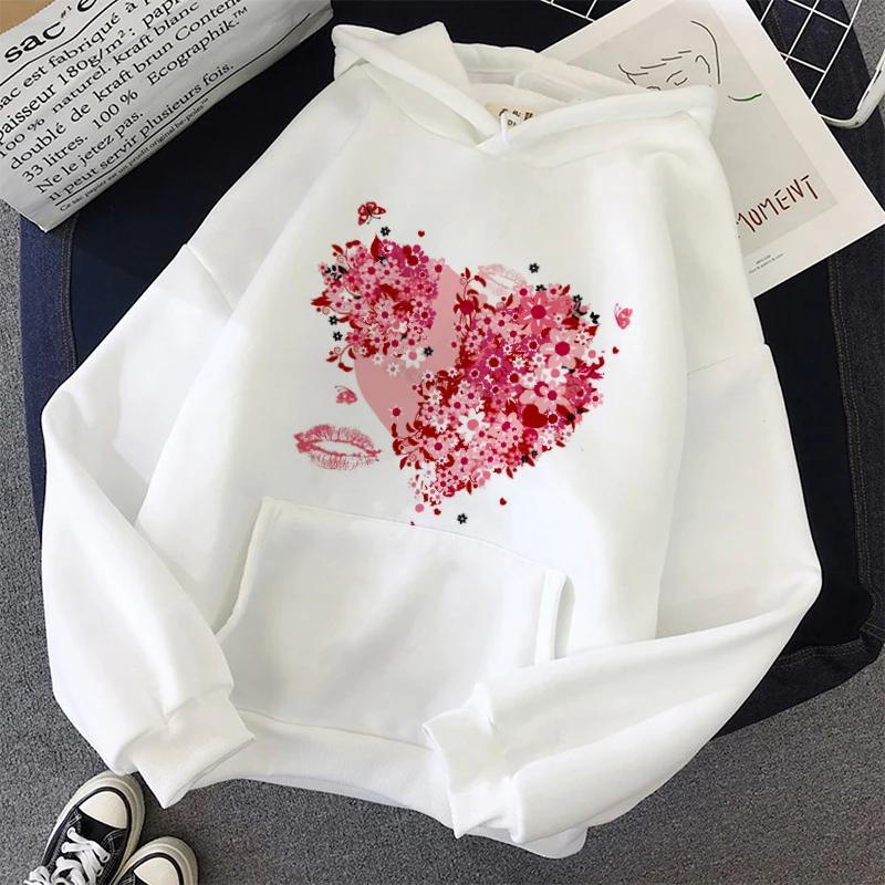 Autumn New Women Fleece Hoodies Sweatshirts Korean Style Kawaii Graphic Bicycle Hooded Jumper Warm Pocket Pullover Jacket