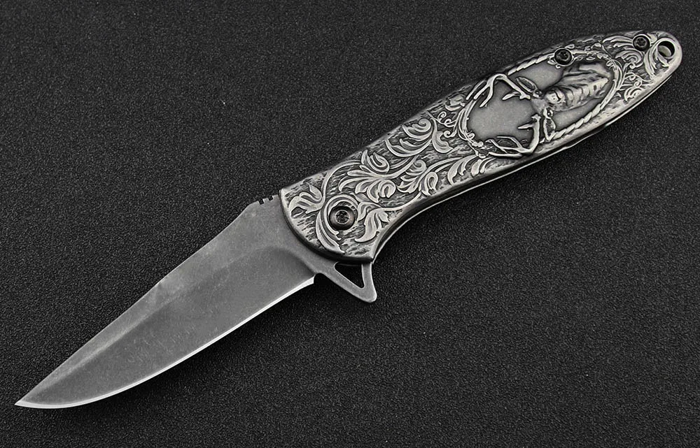 Коллекционный нож тактический складной карманный с гравировкой оленя - купить по