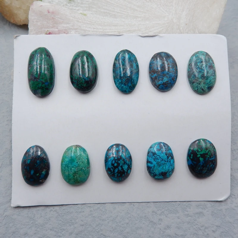

Sale,10 pcs Of Natural Chrysocolla Oval shape Cabochons Beads,Semiprecious stone earring cabochons22x11x7mm17x12x5mm19.9g