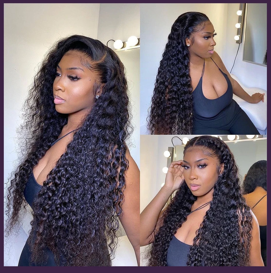 

Glueless 360 Lace Frontal Wig Kinky Curly 13x4 13x6 HD Lace Frontal Wig Pre Plucked 30 Inch Curly Lace Front Wig 250 Density