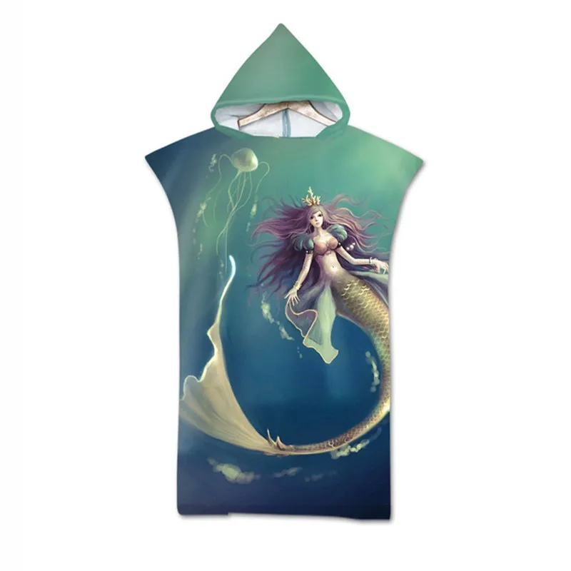 

Printed 3D Turtle Microfiber Hooded Beach Towel Unisex Quick-drying Swimming Pool Poncho Bath Towel with Cape Bathrobe