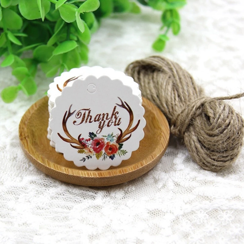 50 шт. с надписью спасибо бумажные бирки DIY этикетка веревкой для свадьбы День
