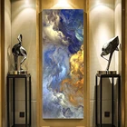 Абстрактная нереальная картина маслом на холсте с изображением синего пейзажа, настенный плакат и принты, подвесные картины для современного декора гостиной