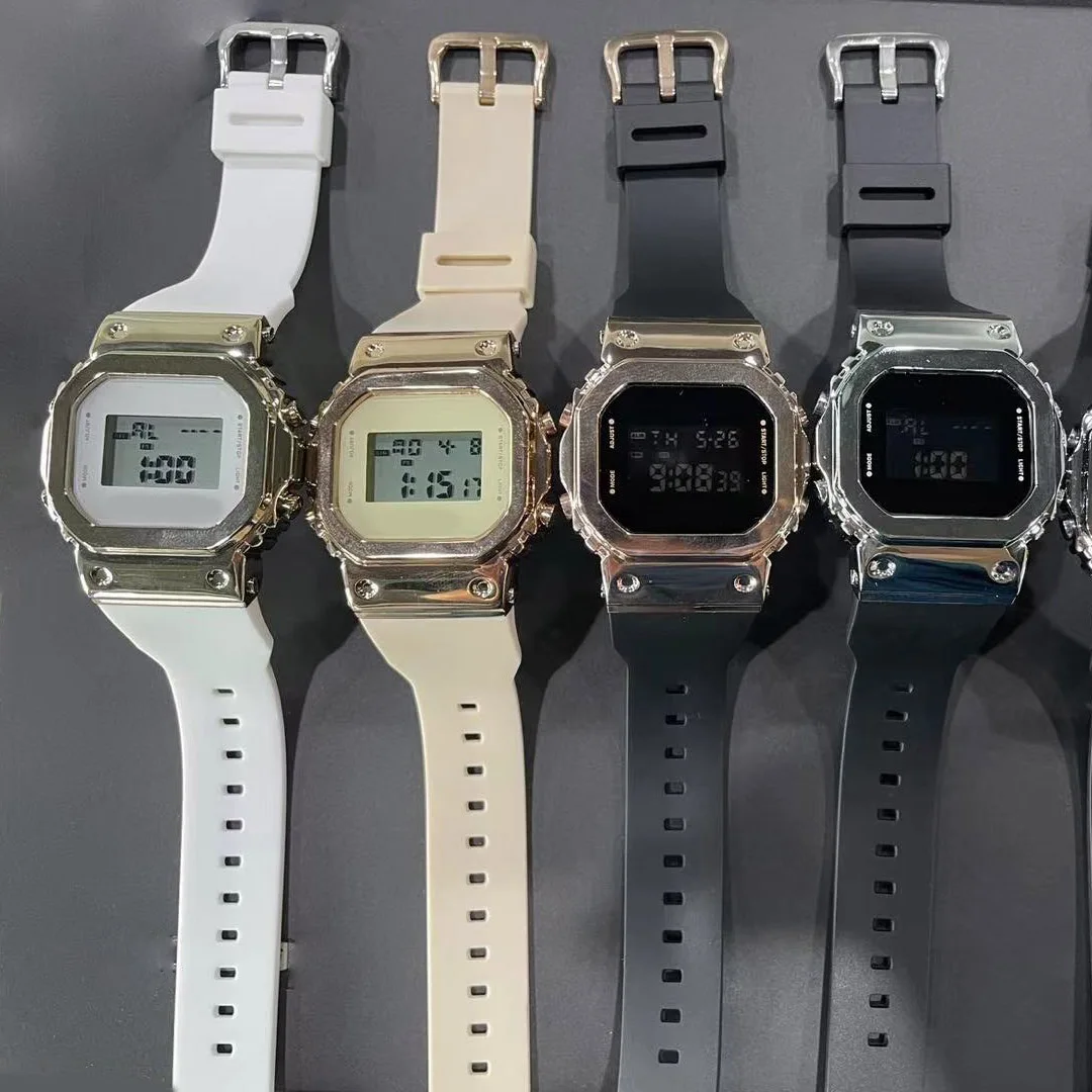 Goedkoop Hoge Kwaliteit Casual Mannen Quartz B-5600 Groene Polshorloge Led Kleine Kubus Digitale Sport Waterdichte Wereld Tijd Koud Licht Shockpr