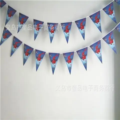 Flag -10pcs "Человек-паук" 1st День рождения поставки праздничные украшения: воздушные шары пользу с принтом Человека-паука скатерть детский душ Декор посуда для маленьких мальчиков - Цвет: Flag -10pcs