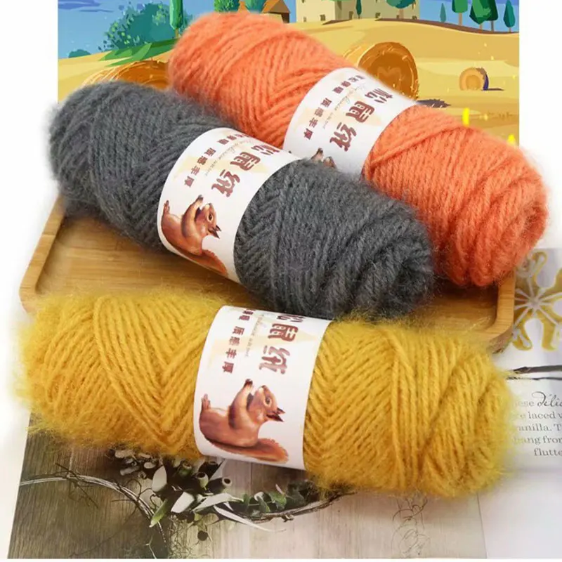 Беличья шерсть средней толщины Длинная шерстяная яркая шелковая нить ручная