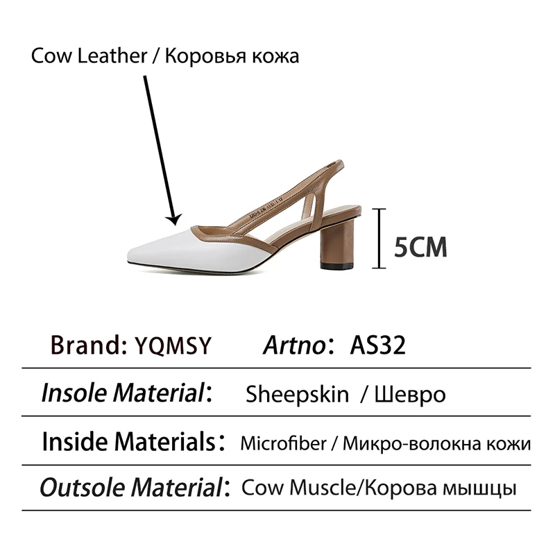 

YQMSY Fashion Women Shoes Genuine Leather Handmade Round Heels Pointed Toe Sandals Office Commute Ladies Modern Sandals AS32