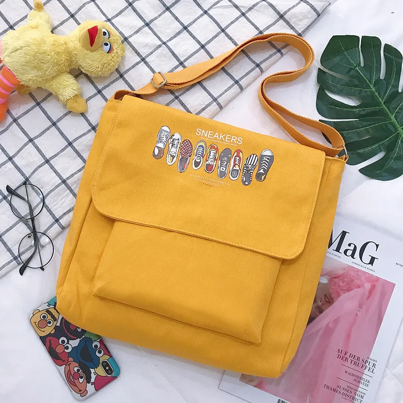 Холщовая женская сумка на плечо с мультяшным рисунком модные женские сумки для