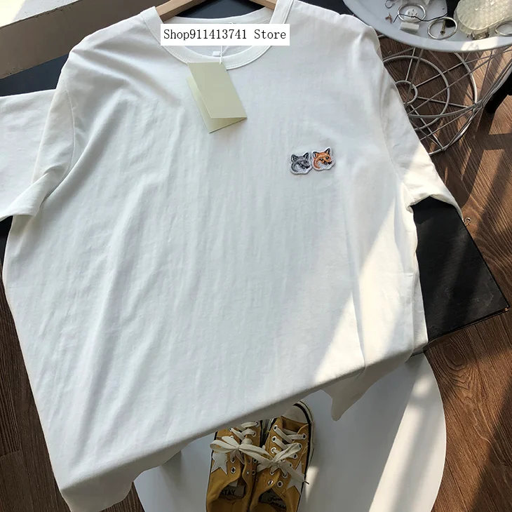 

Pure Cotton Short-sleeved Half-sleeved Tee Shirt Little Fox T-shirt for Men and Women