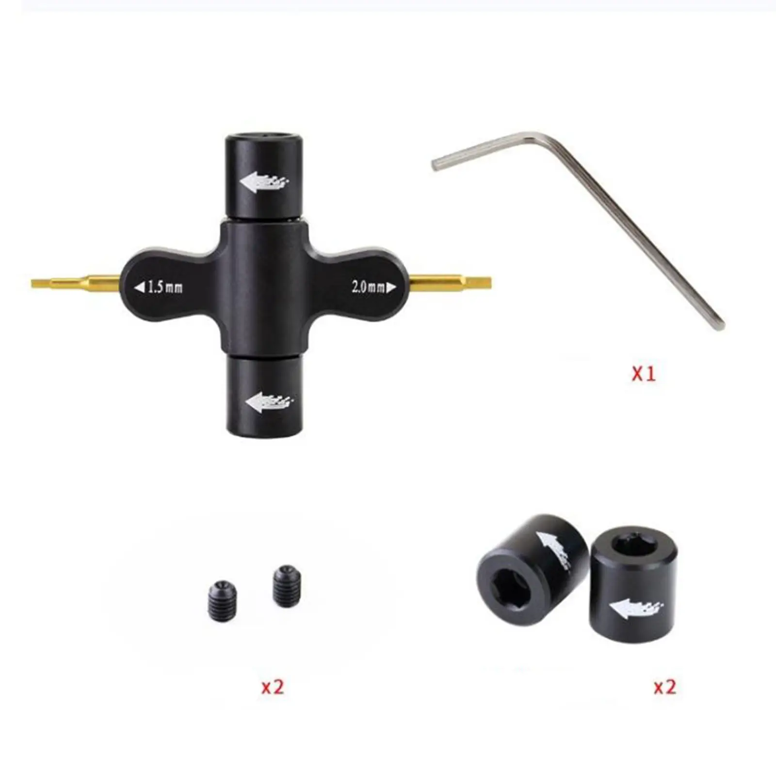 

Metal M5 Quad Wrench with Built in One Way Bearing Tool for RC Racing Drone Quadcopter Repairing Parts