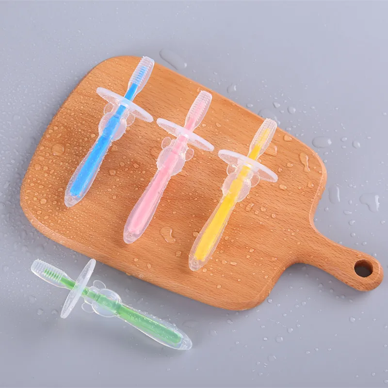Cepillo de dientes de silicona suave para beb&eacute;, herramienta de entrenamiento Dental, cuidado bucal, mordedor-1